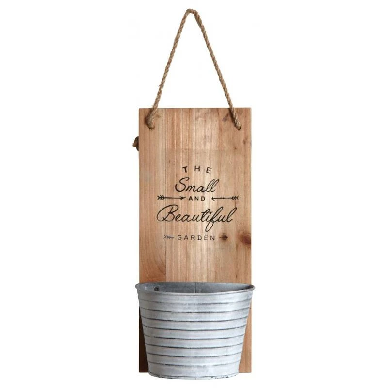 Support Mural En Bois Avec Pot En Métal 1 Support Mural En Bois Avec Pot En Métal