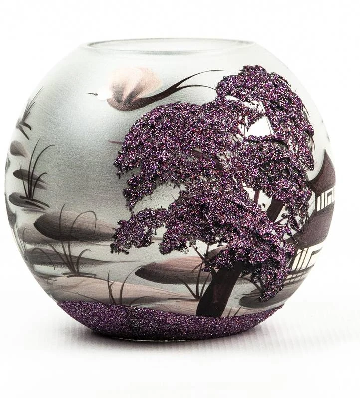 Vase En Verre Peint à La Main 16 Cm 3 Vase En Verre Peint à La Main 16 Cm – Image 3