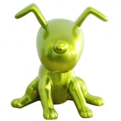 Statue Chien Assis Vert Métallisé H27cm