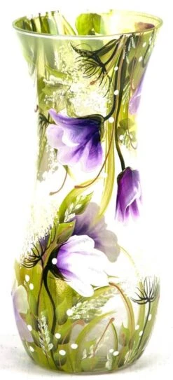 Vase En Verre Peint à La Main 26 Cm